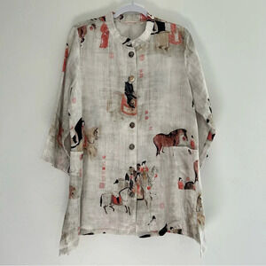 Soft Surroundings Song Dynasty Button Front Tunic Cardigan Size Large